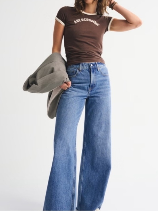 Abercrombie & Fitch Denim - Abercrombie and Fitch The Wide-leg High-rise Jeans Blue Curve Love Size 30 | 10